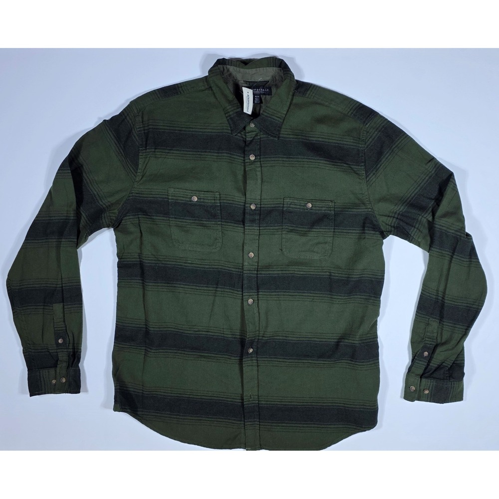 Aeropostale Mens XL Green Black Striped Cotton Long Sleeve Button Down Shirt NWT